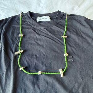 Ambush Stoppers T-Shirt Black Neon Green Cord Mens Size M